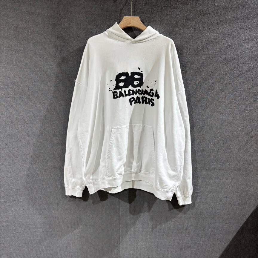 99新 Balenciaga/巴黎世家 （pm）双B涂鸦帽衫卫衣 s码/4446