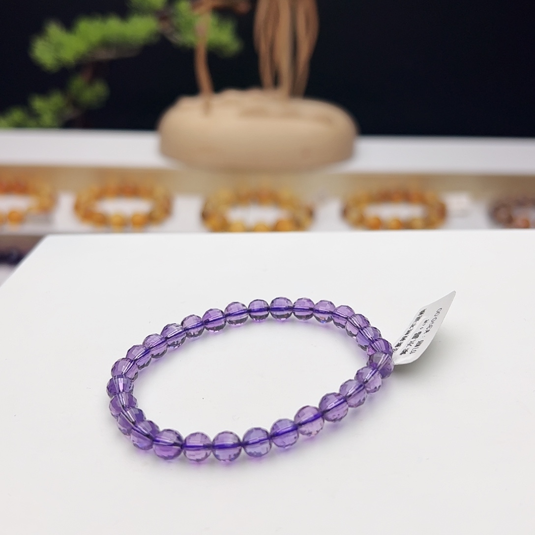 水晶未镶嵌手链紫水晶6mm+