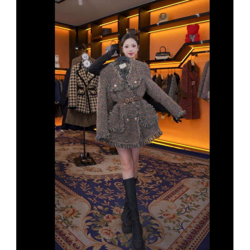 【楠楠】秋冬气质小香风时尚设计师中长款羽绒服 QD-2024977