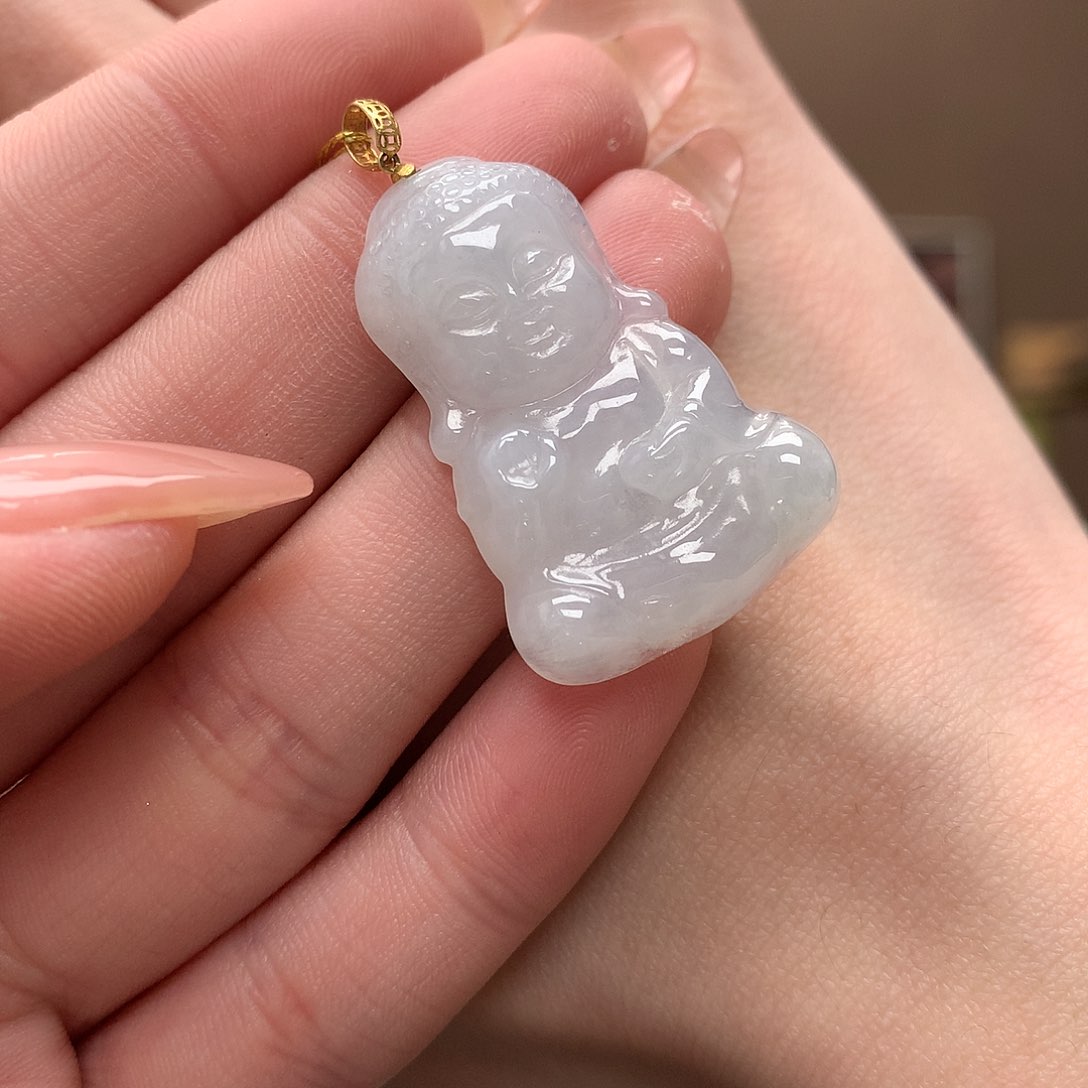 翡翠吊坠(不含链)18K金镶嵌