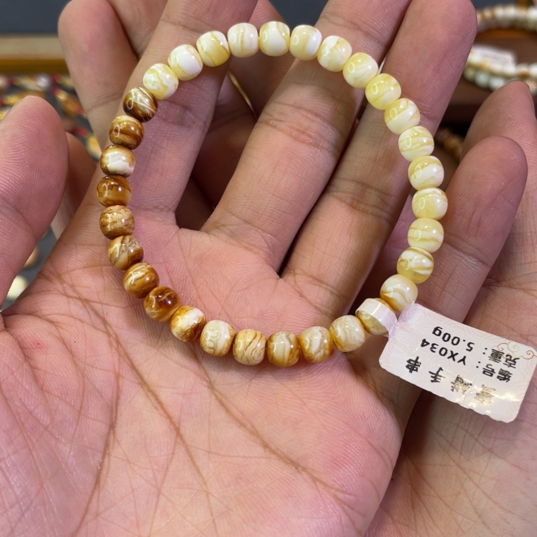 未镶嵌琥珀裸石渐变色虎皮老型手串