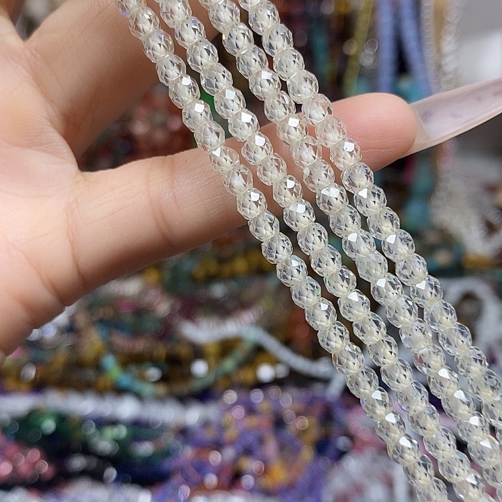 玛瑙/玉髓未镶嵌珠宝半成品锆石切面卡4mm