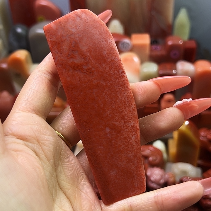 寿山石印石白底桃花大原石