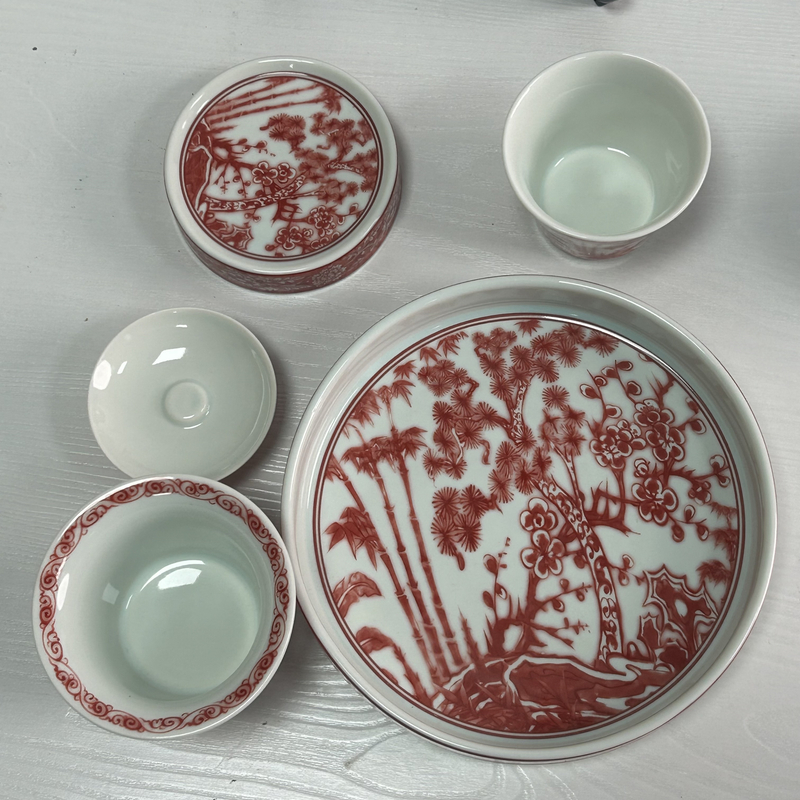 景德镇陶瓷釉里松竹梅茶具套组整套茶器家用高端茶器