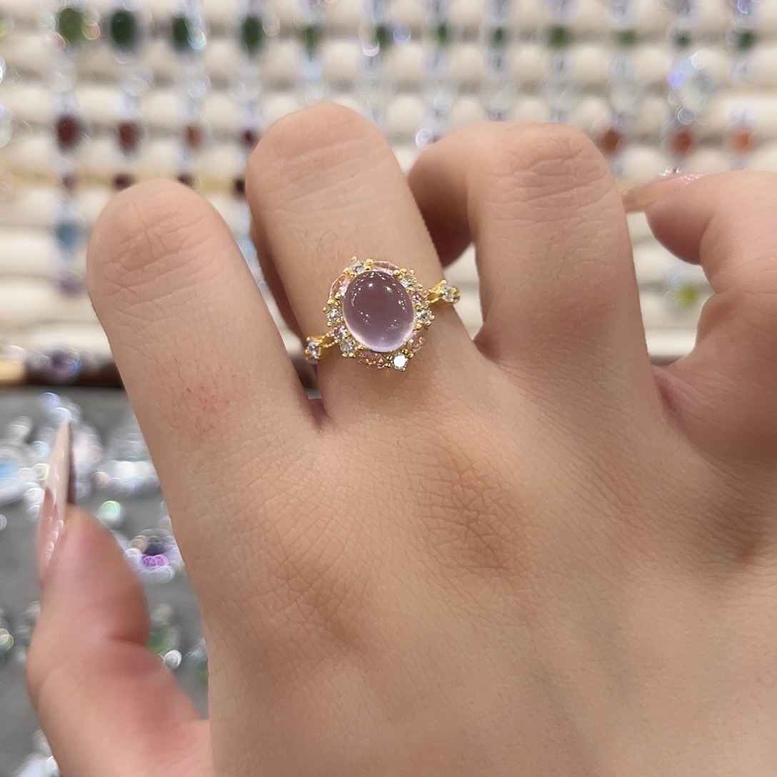 银S925镶嵌萤石戒指不保色