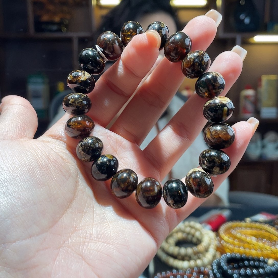 琥珀颈饰未镶嵌听*13m黑花