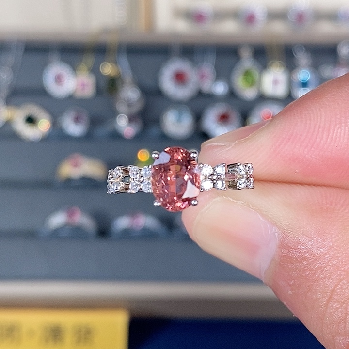 碧玺戒指银S925镶嵌戒指