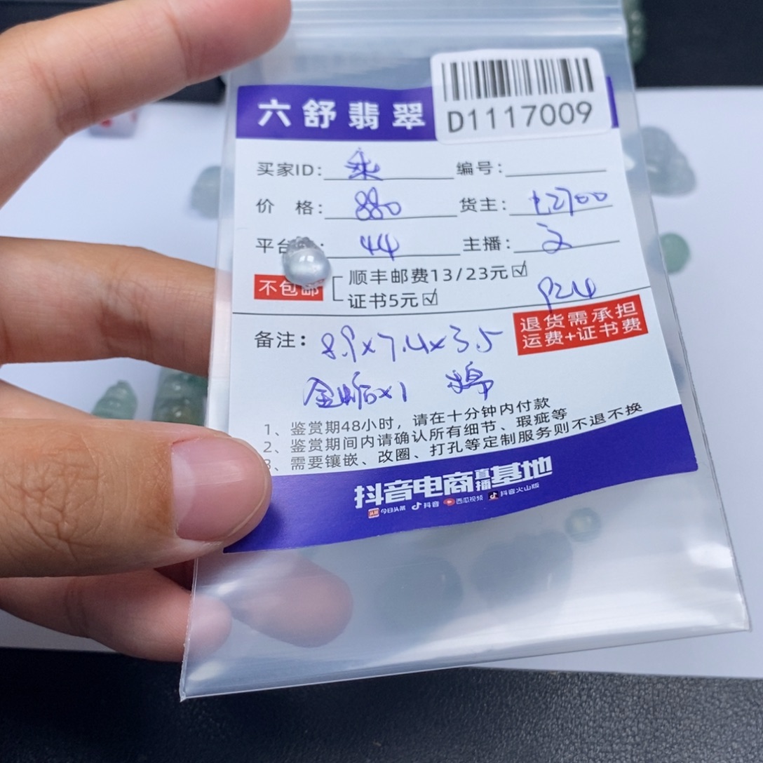 乘***一翡翠未镶嵌吊坠(不含链)D1117009