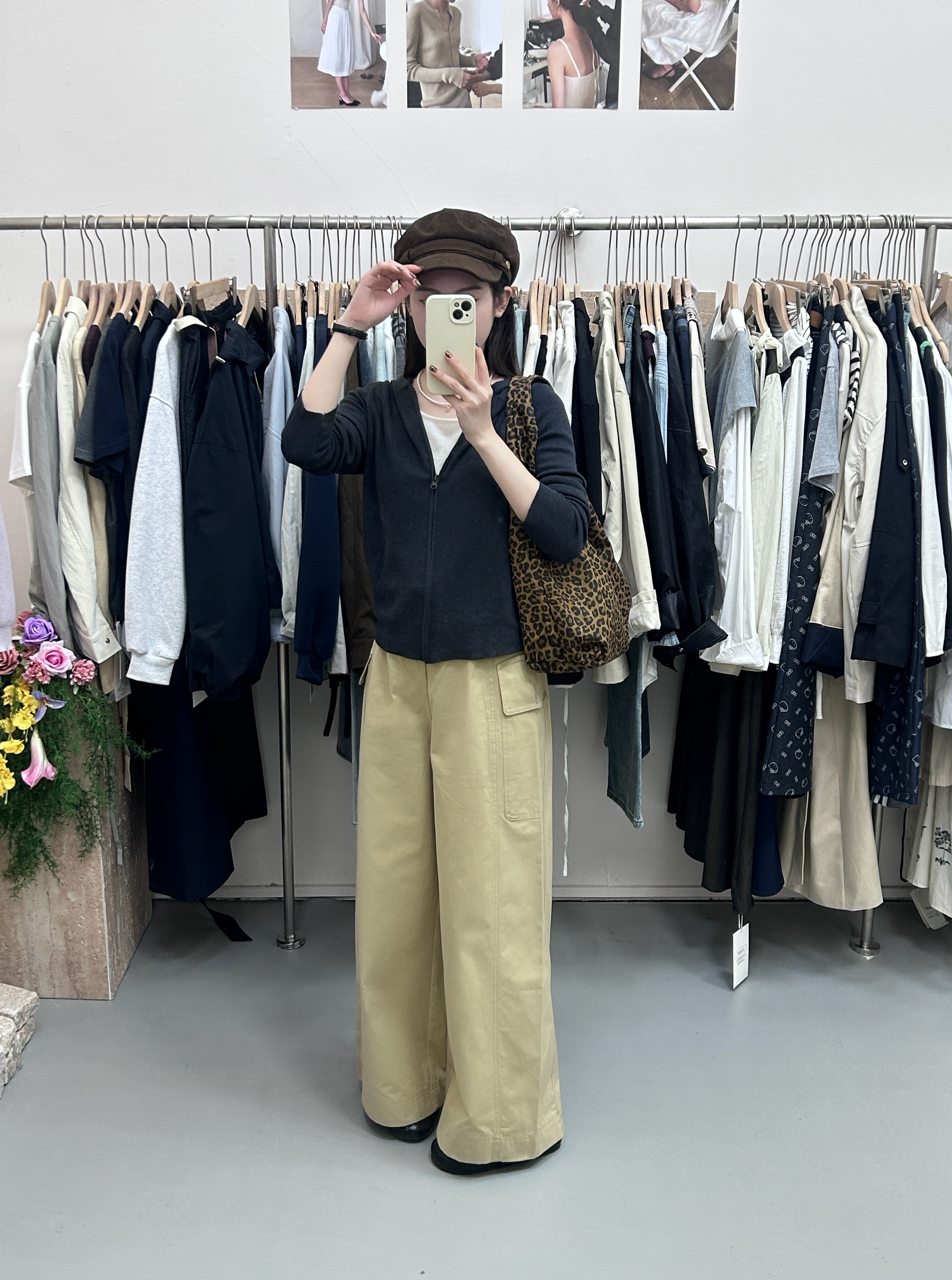 E sè 韩系女装新款针织假两件工装裤
