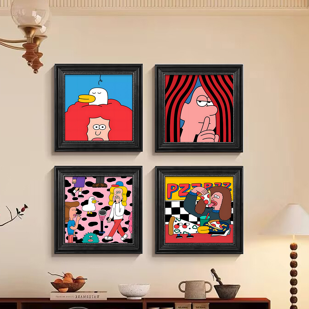 FA05韩式风格挂画现代简约卧室卡通壁画咖啡厅装饰画奶茶店背景画