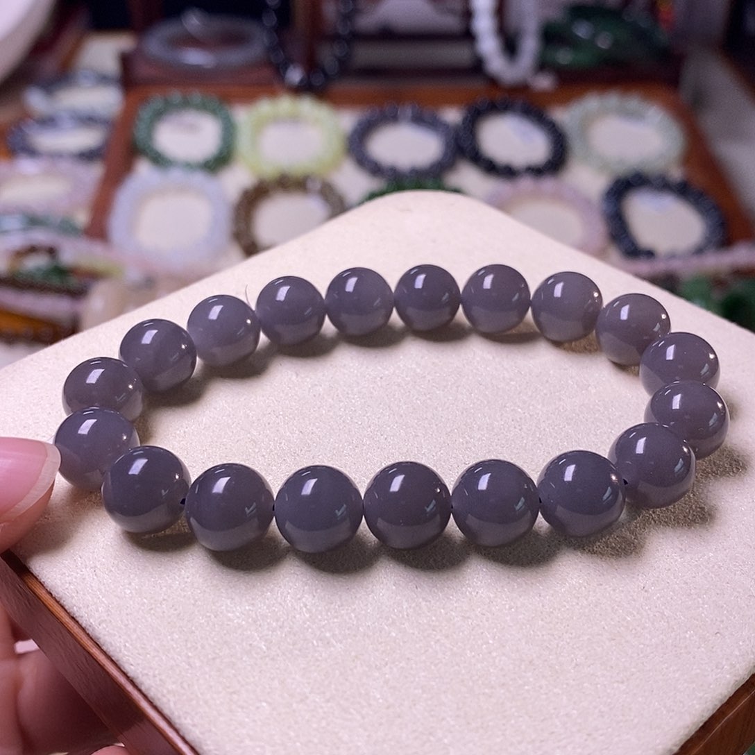 颈饰未镶嵌和田玉浓烟紫10mm手串