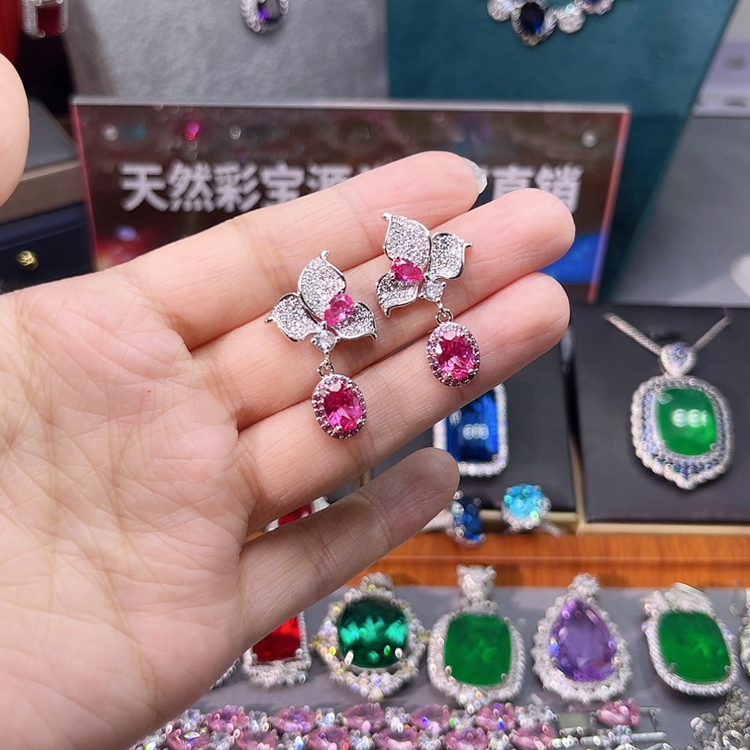 耳饰蓝宝石银S925镶嵌c 167