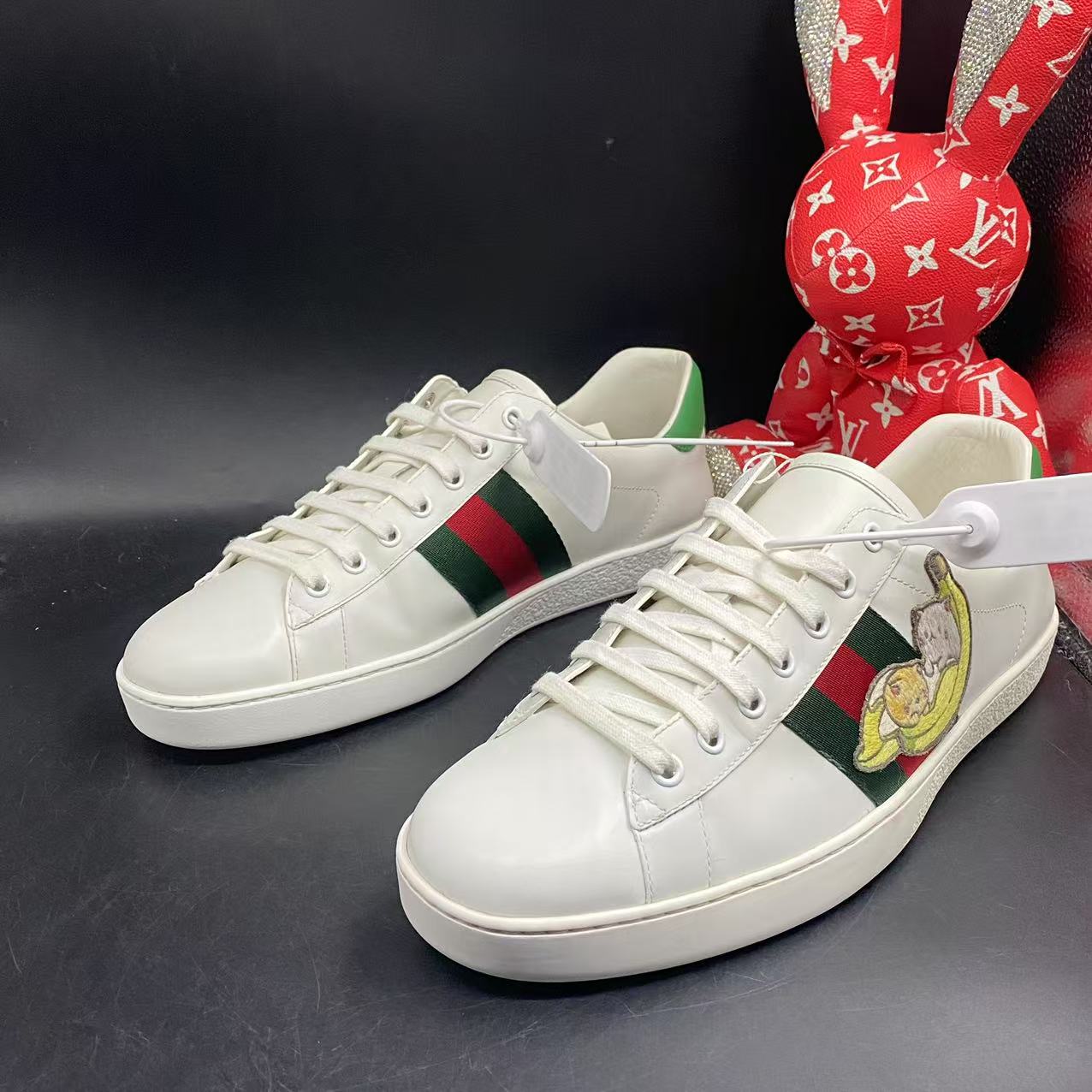 99新 GUCCI/古驰 【聚星福利】ACE系列白色卡通香蕉板鞋43码ddm1961