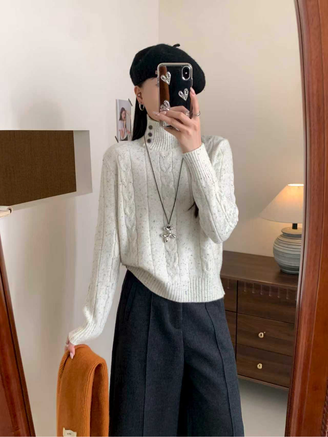 针织厚款时尚圆领长袖上衣套头款高领秋冬毛衣韩版百搭网红针织衫