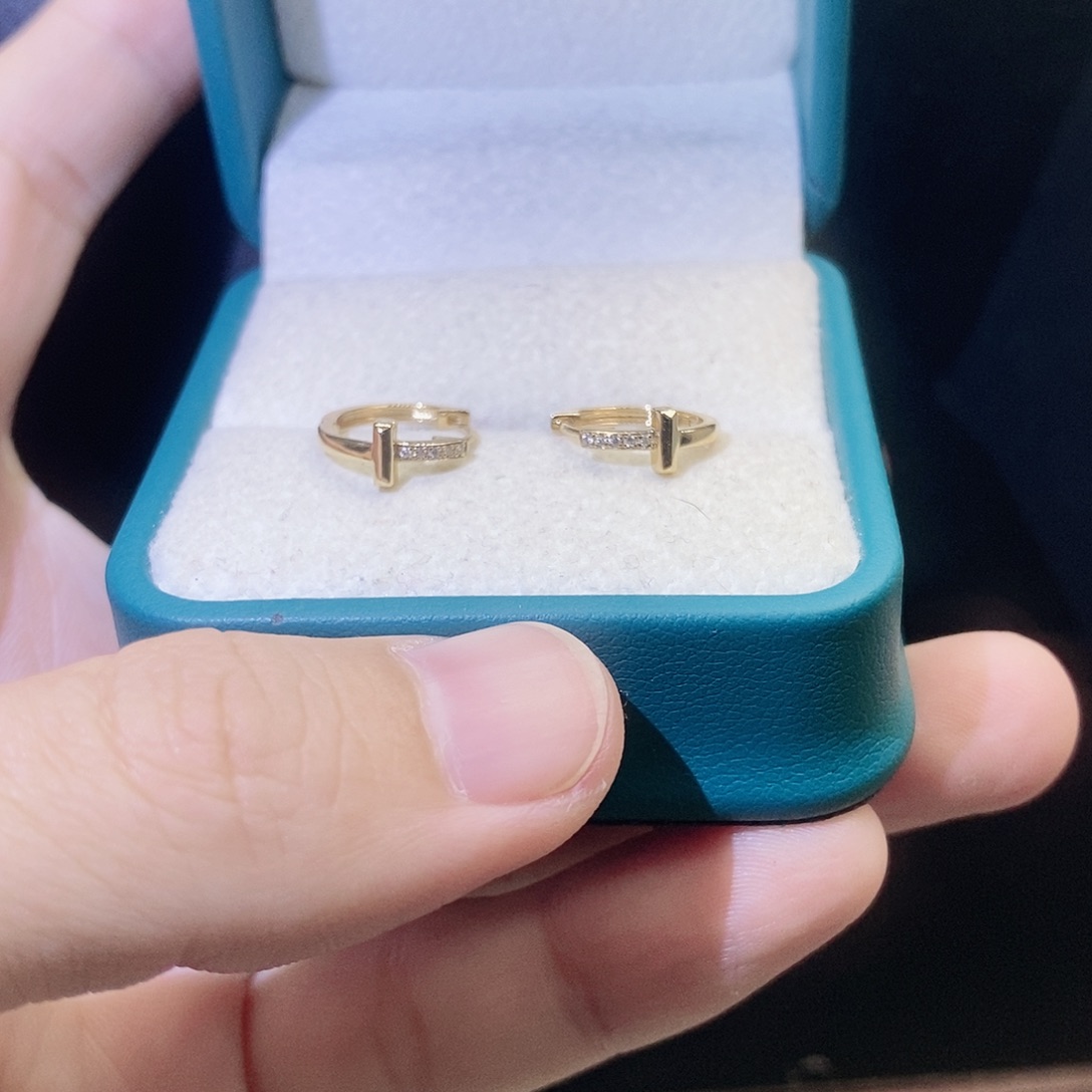 钻石耳饰18K金镶嵌T1小耳圈K黄