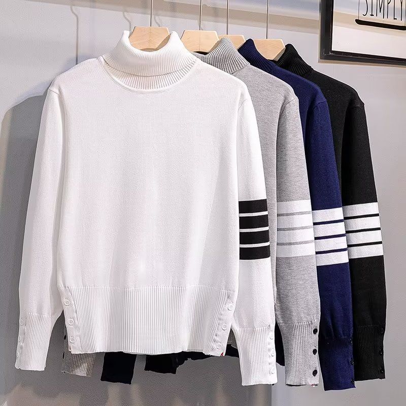 高领毛衣男潮牌帅气开衩韩版修身打底针织衫休闲套头男士上衣外套