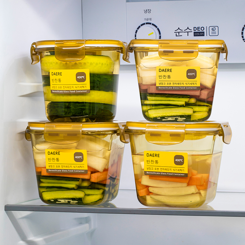 韩国DAERE食品级高硼硅玻璃保鲜盒密封耐高温可进烤箱洗碗机