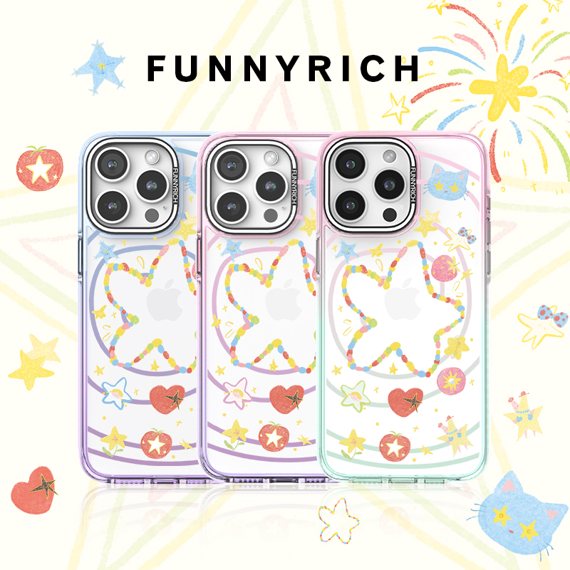 FUNNYRICH漩涡星星软糖适用iPhone17ProMax手机壳渐变苹果16新款