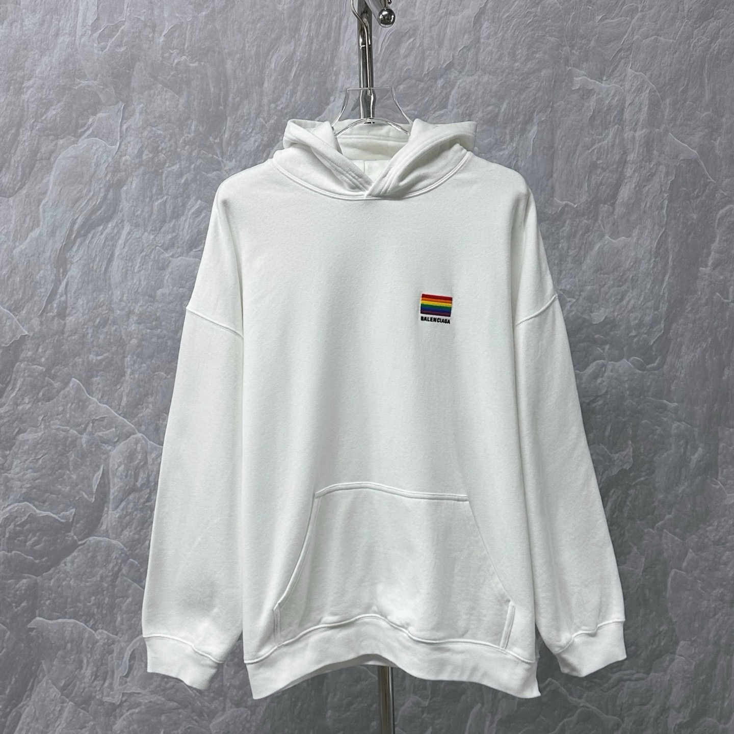 未使用 Balenciaga/巴黎世家 国旗刺绣连帽卫衣 XXS码D17292