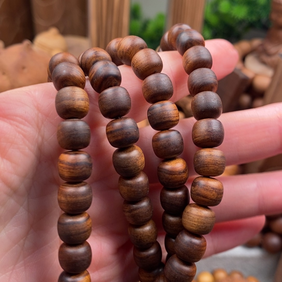 檀香木手串/手链清*老山檀香89多圈焦糖