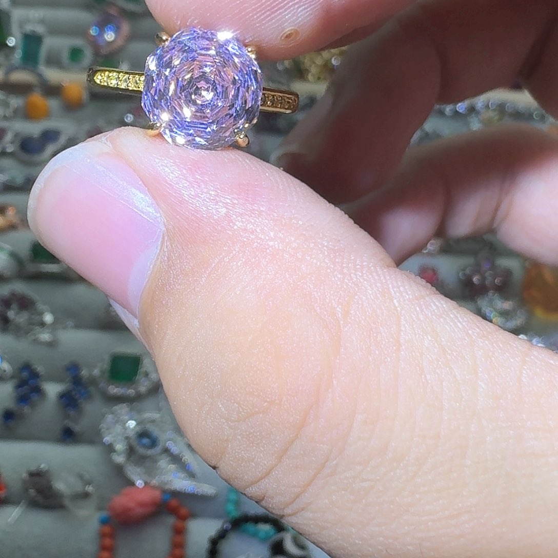 绿水晶戒指银S925镶嵌