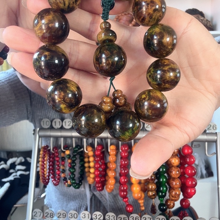 松木固化款琥珀木手串2.0水墨丹青膏货