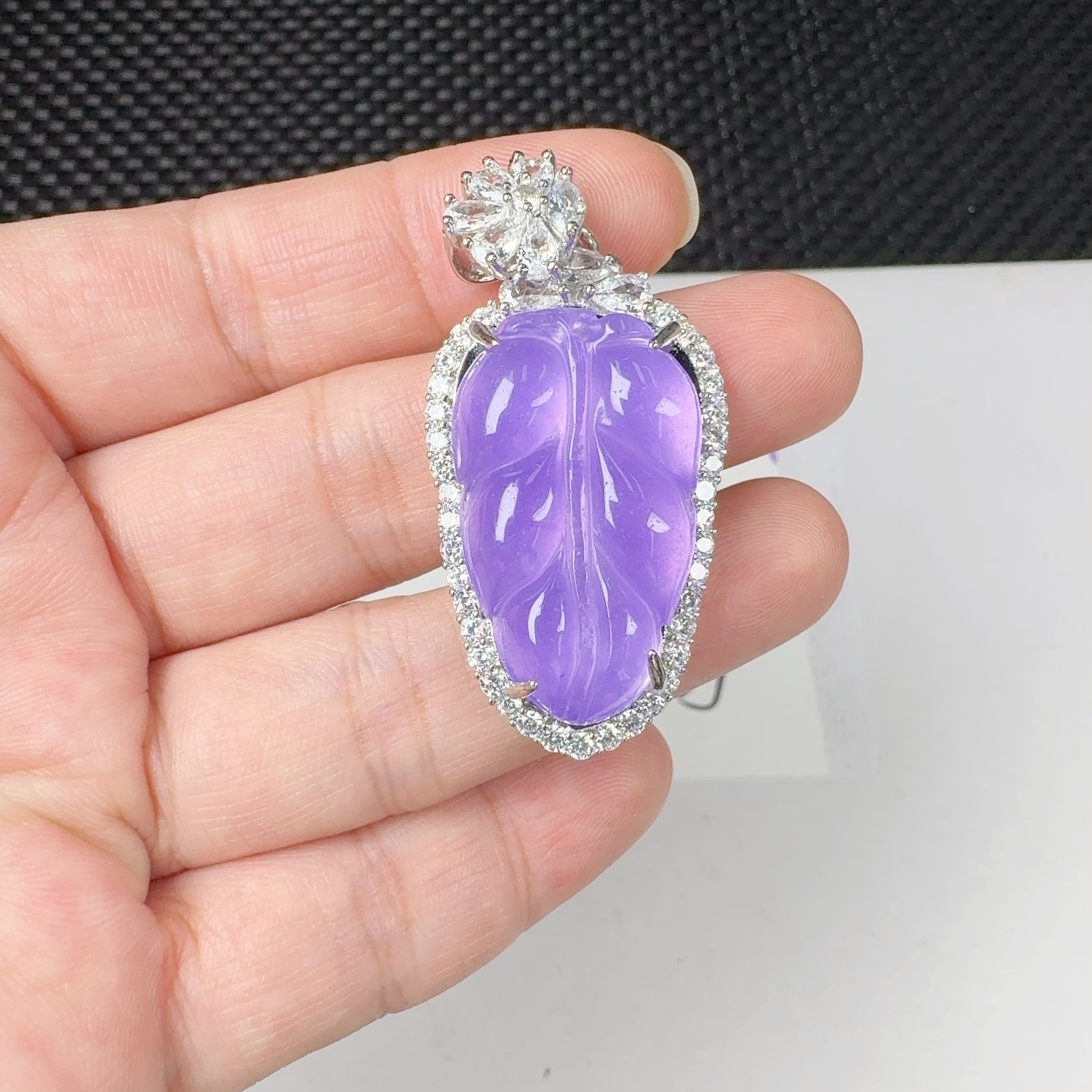 z220紫镶小叶子气质精美吊坠