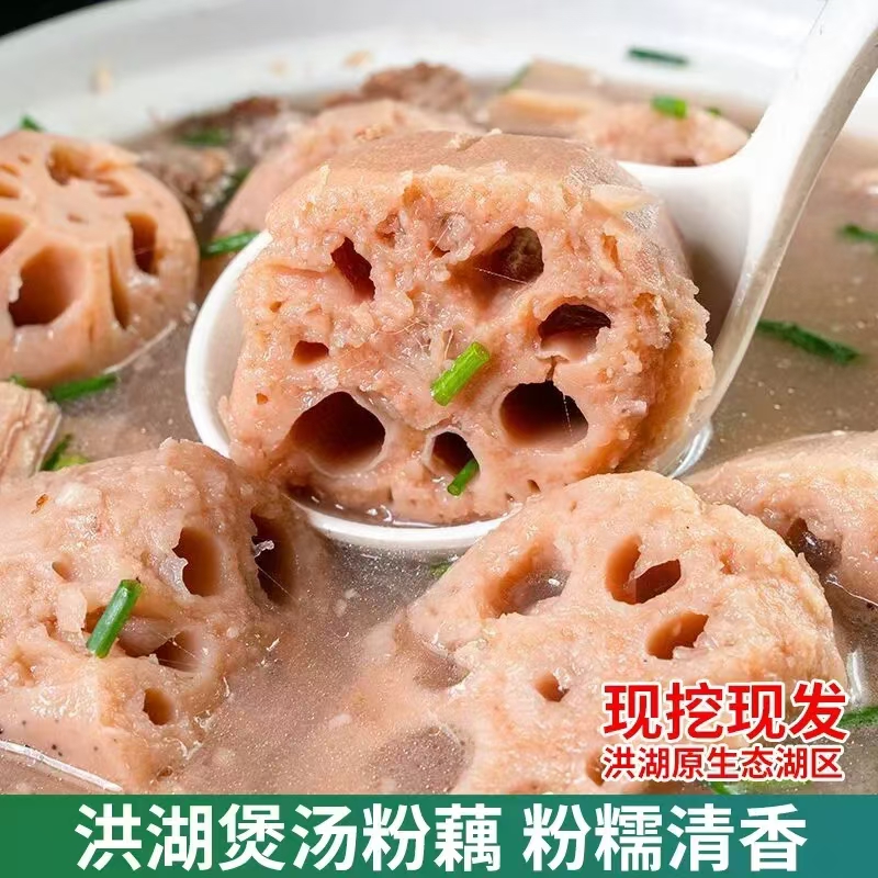 洪湖粉藕莲藕正宗新鲜糯米藕红湖北特产煲汤炖汤糖藕九孔莲藕现挖