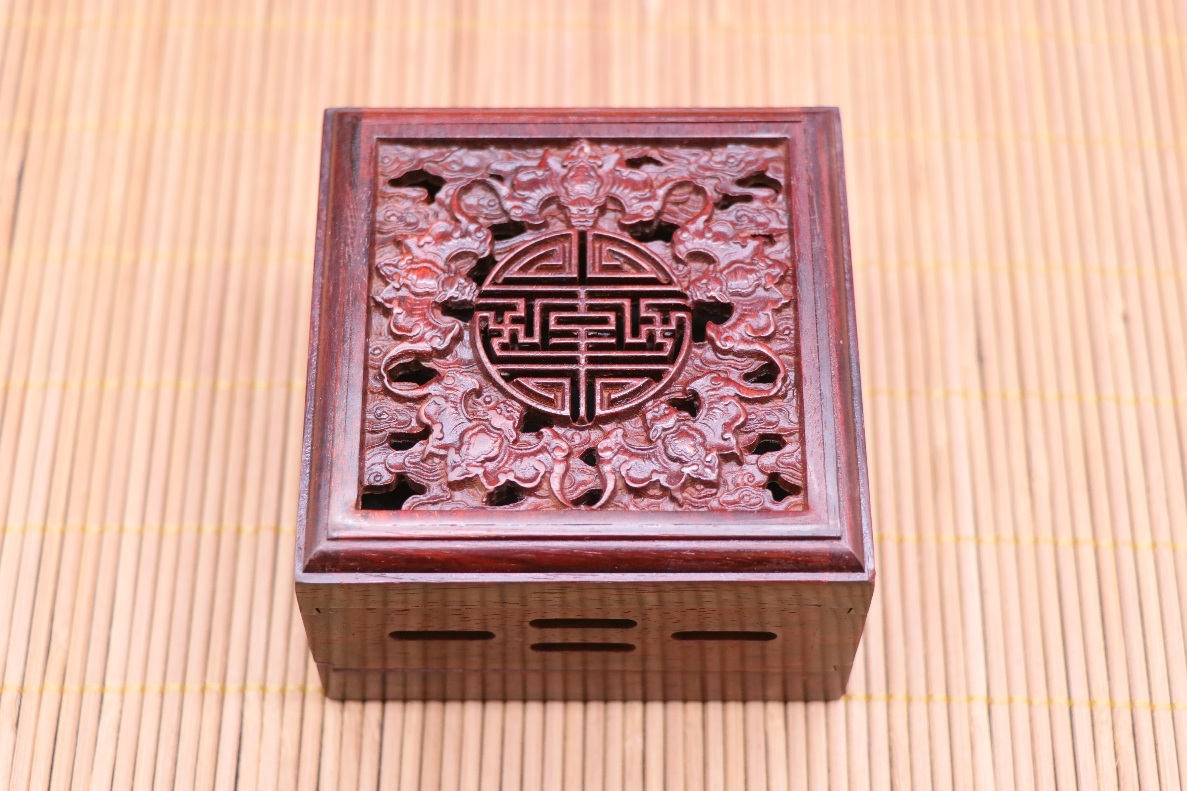 印度小叶紫檀双层盘香盒