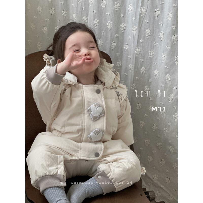 冬季新生儿加厚婴幼儿连体羽绒服国风收腰款白鸭绒羽绒服2471