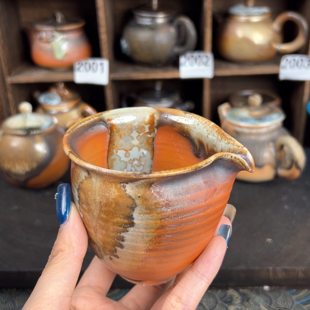 杯柴烧茶器中白公道杯