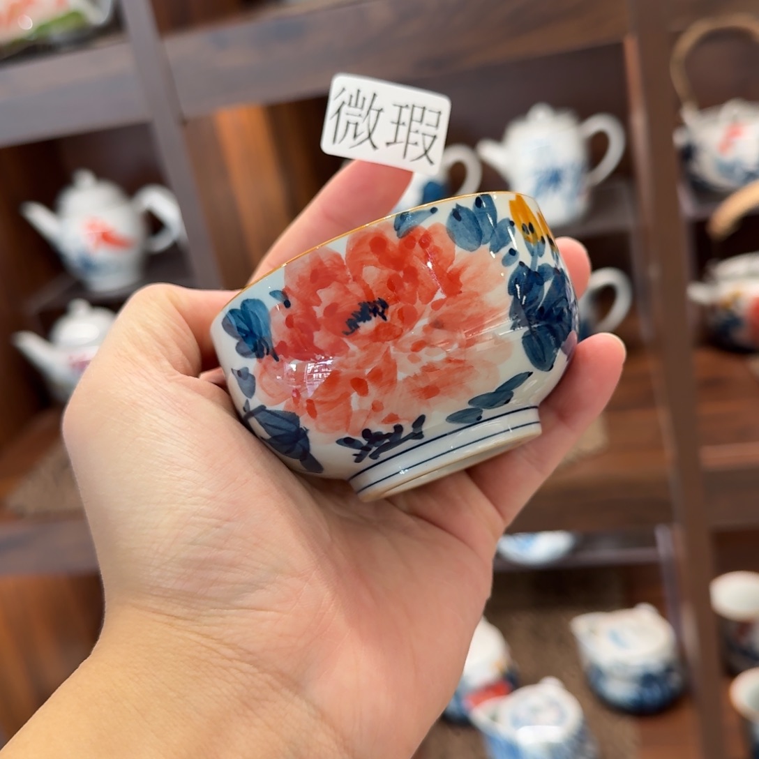 釉下手绘茶具微瑕