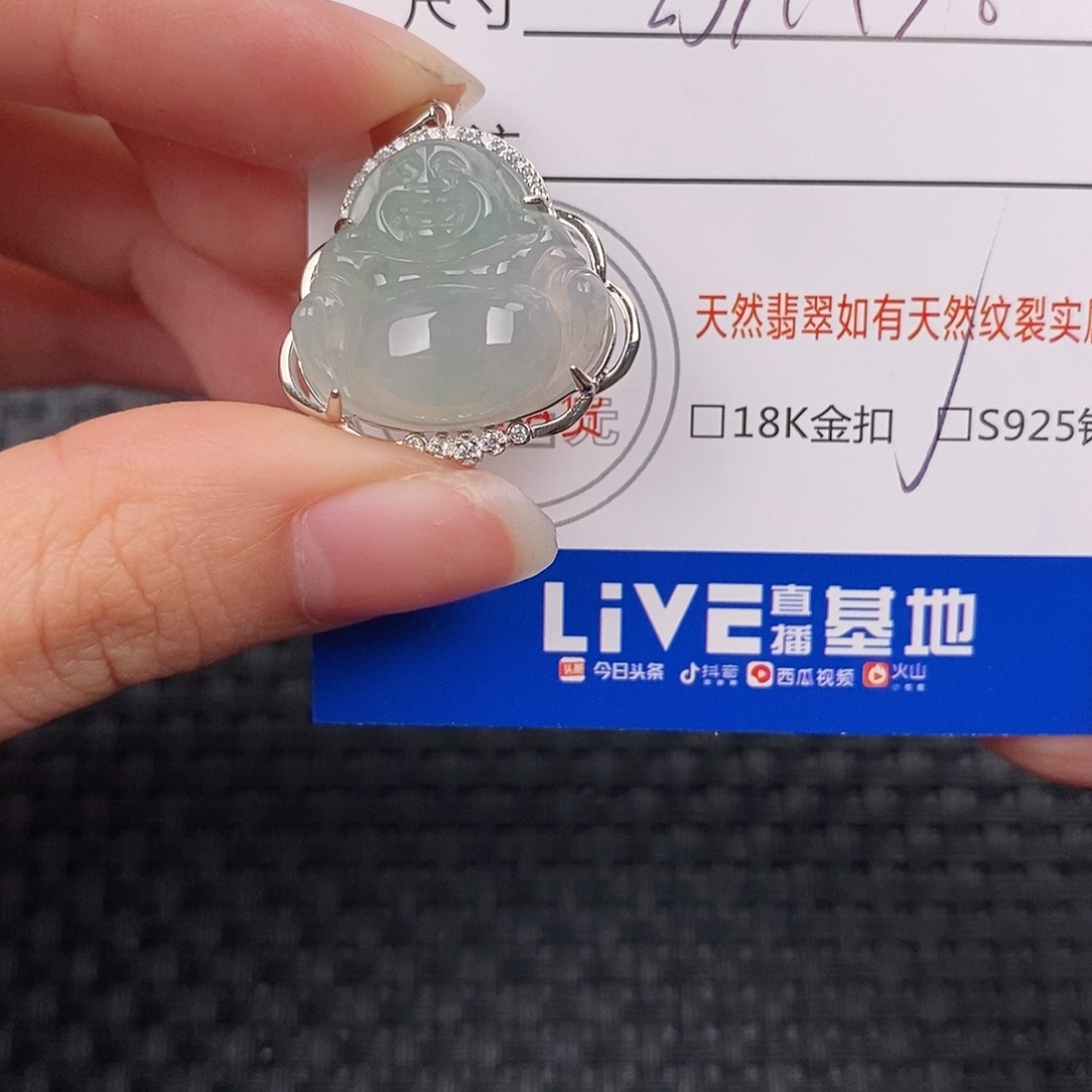 翡翠银S925镶嵌颈饰佛公