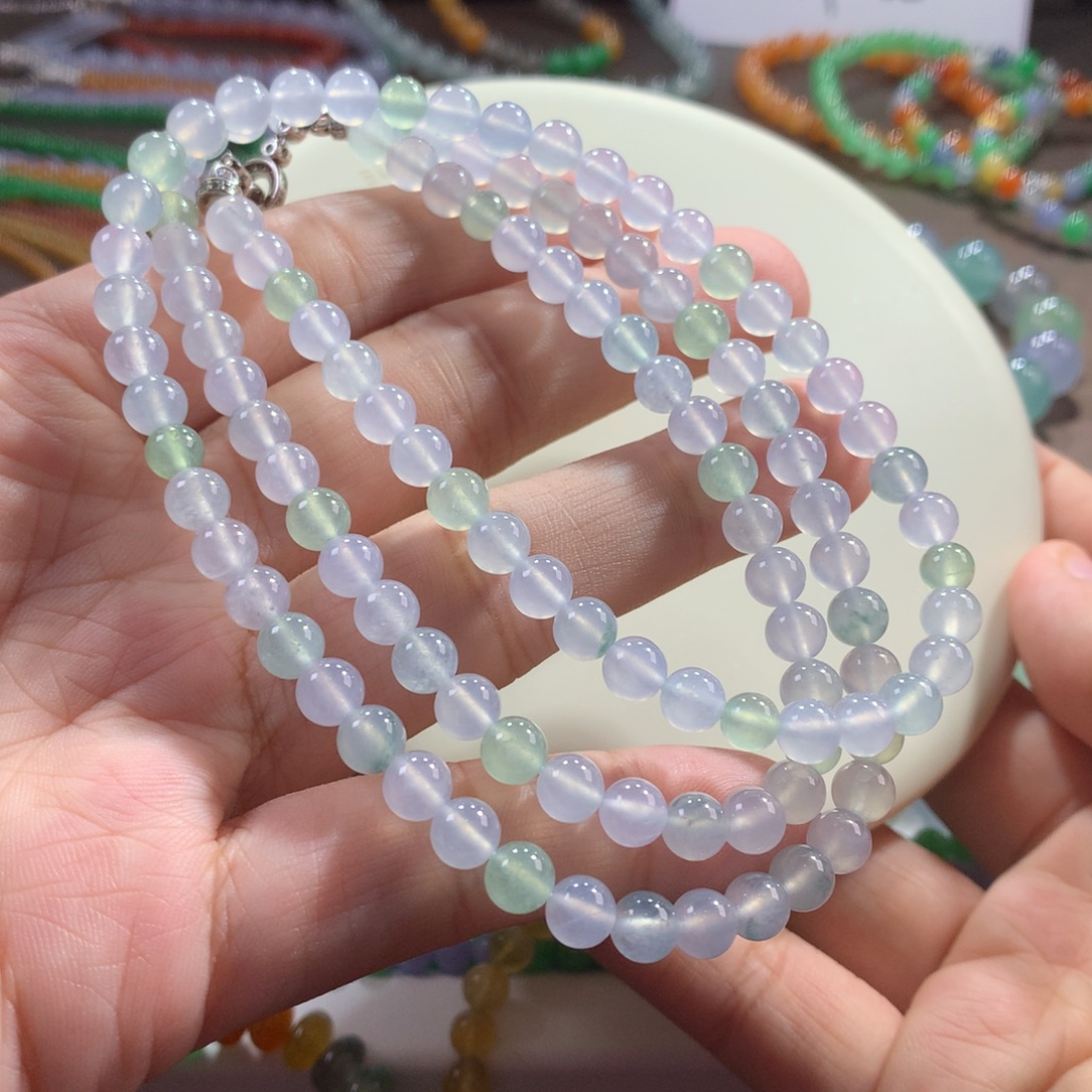 翡翠未镶嵌手链巨漏！闭眼拍！梦幻仙气冰幻彩项链卡5~5.5