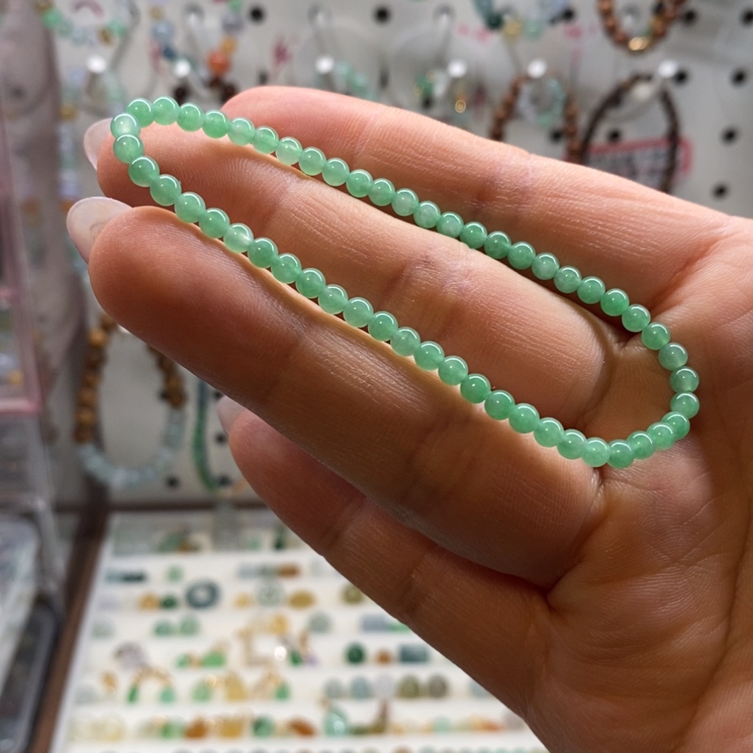 麻***粉翡翠未镶嵌手链买断价