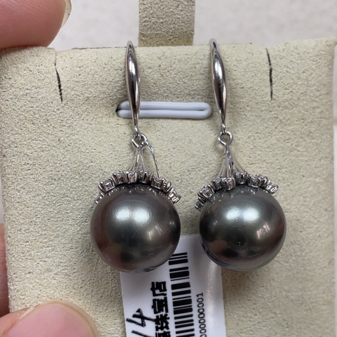 耳饰海水珍珠银S925镶嵌12-13mm