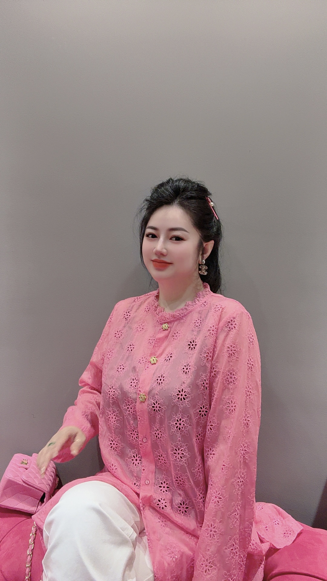 Chouduoduo·粉妆玉琢国风新款时尚显瘦洋气打底衬衫上衣（现货）