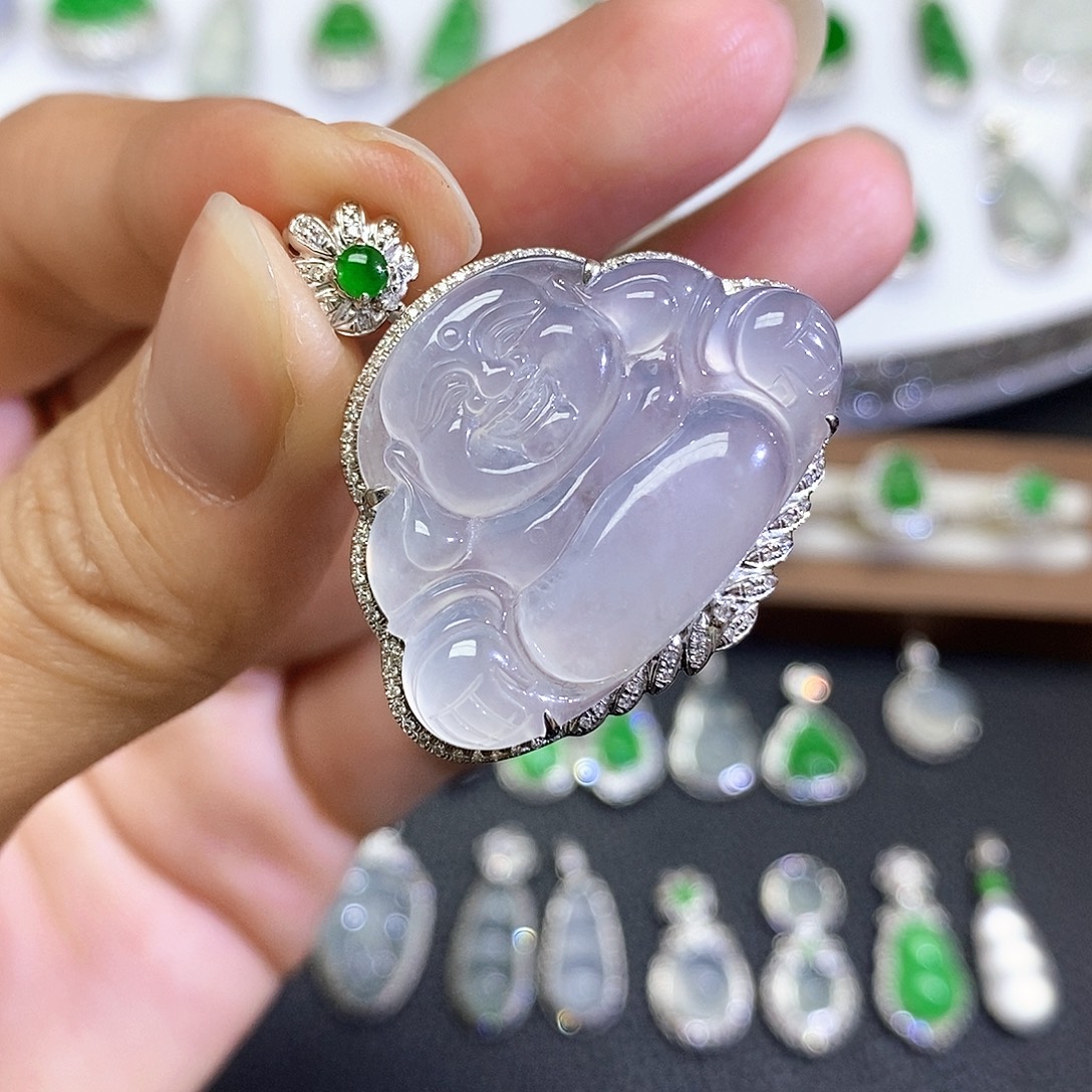 翡翠18K金镶嵌吊坠(不含链)