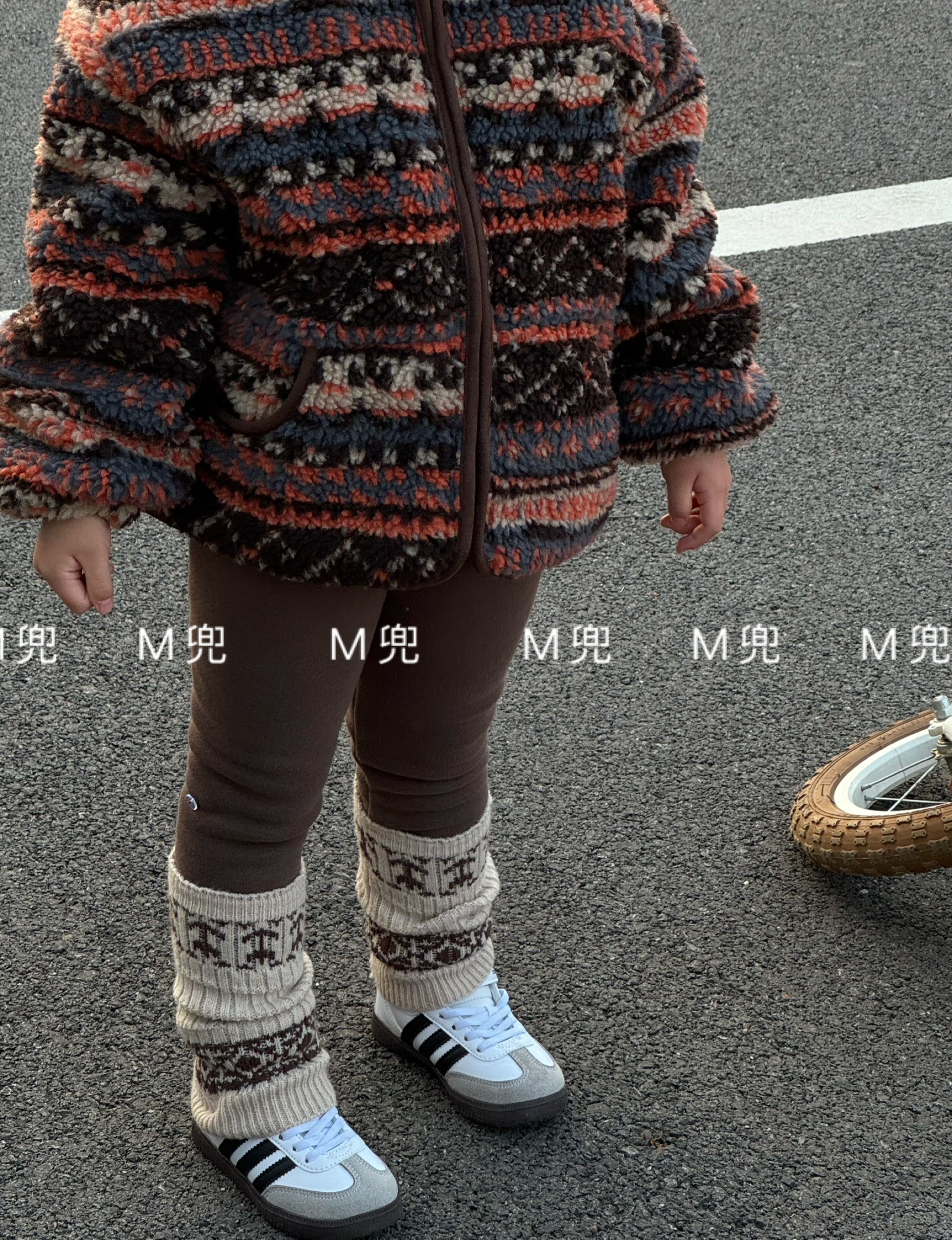 MD25年新款羊羔绒费尔岛打底裤女童百搭加厚打底裤