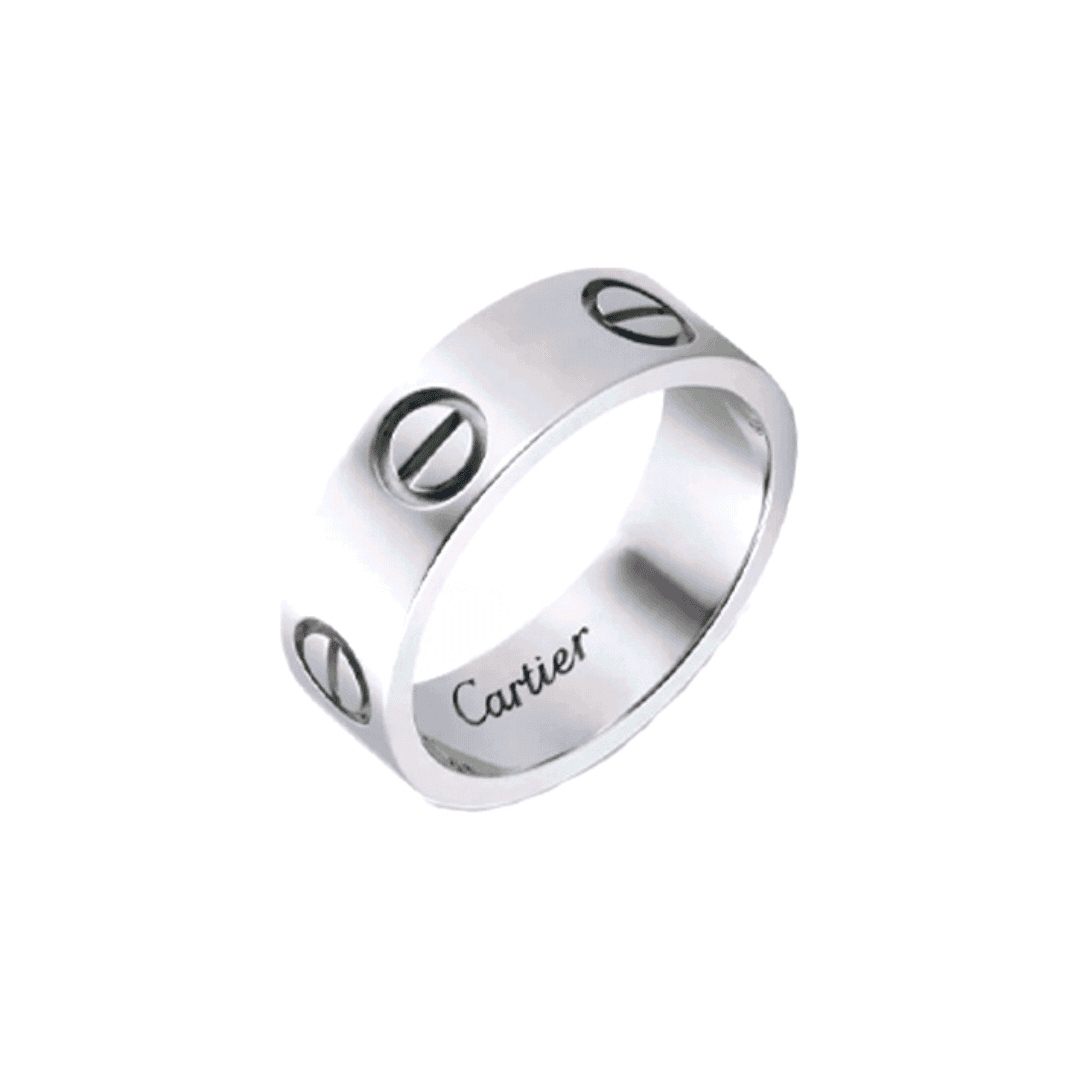 99新 Cartier/卡地亚 LOVE系列5.5宽版白金无钻戒指B4084700