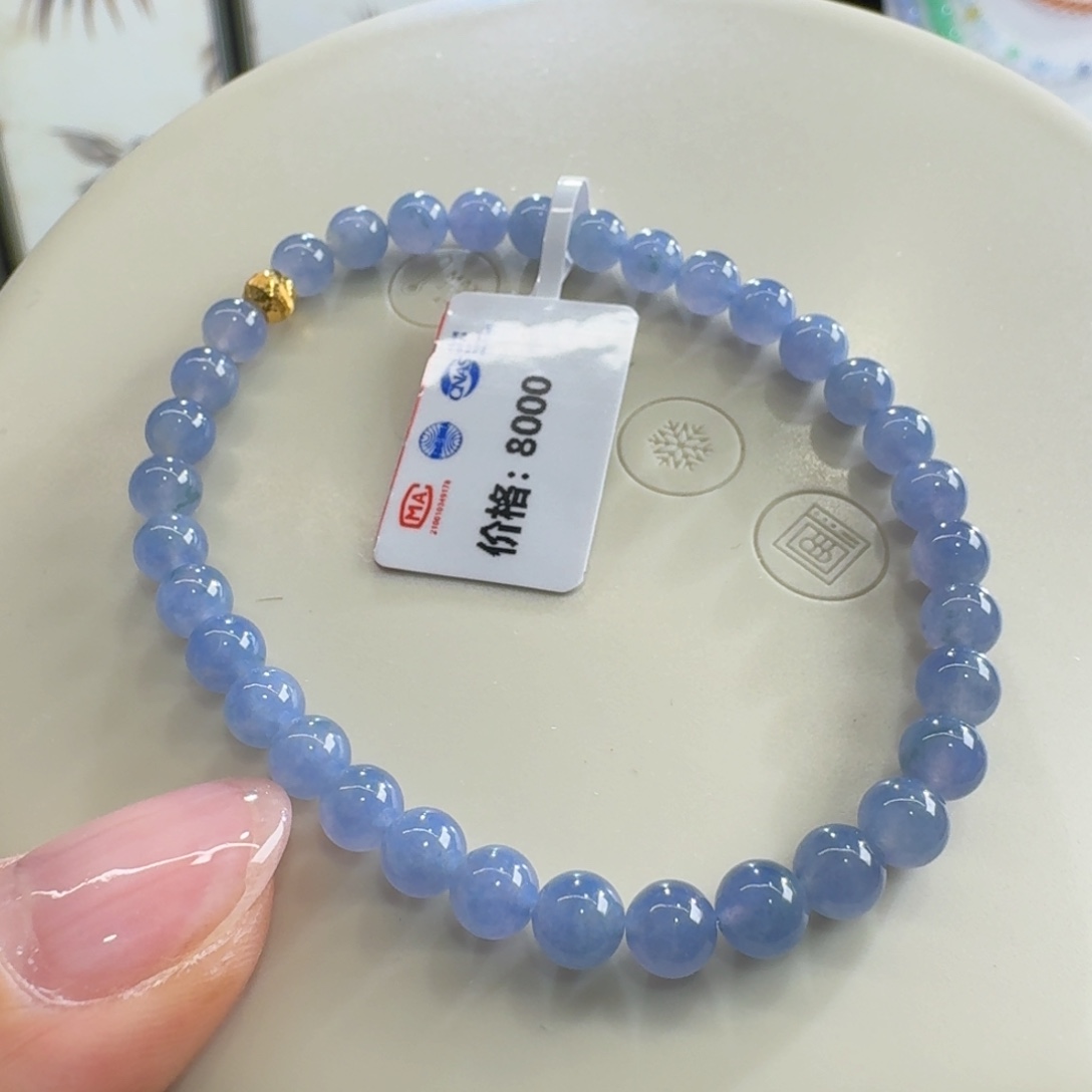 翡翠未镶嵌颈饰冰蓝莓紫单圈5mm
