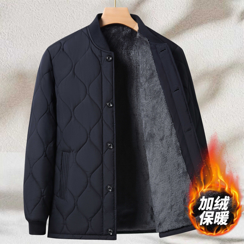棉服男冬季加厚外套内穿北极绒宽松爷爷装棉衣中老年爸爸保暖夹克