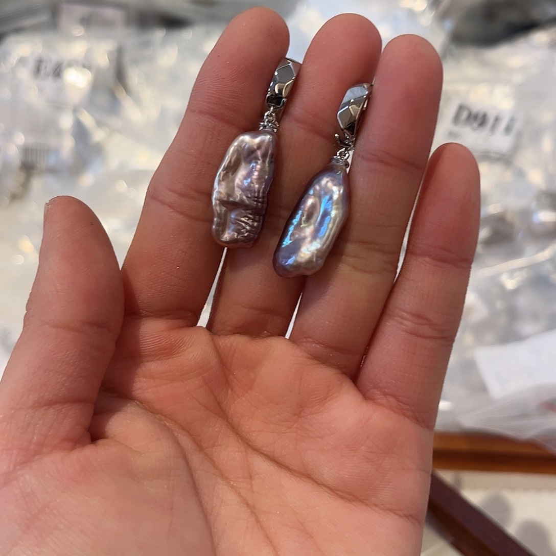 淡水珍珠耳饰合金
