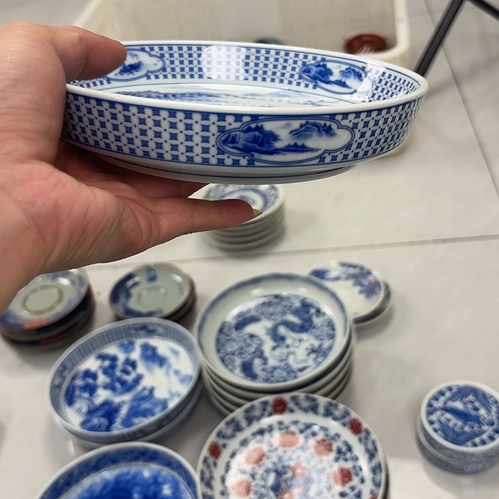 瓷片青花山水大胡乘景德镇