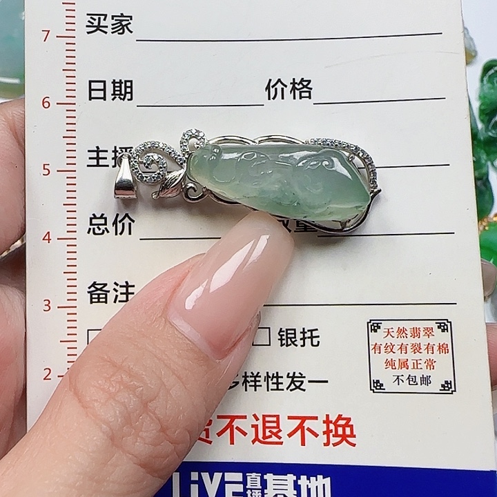 翡翠颈饰银S925镶嵌天然