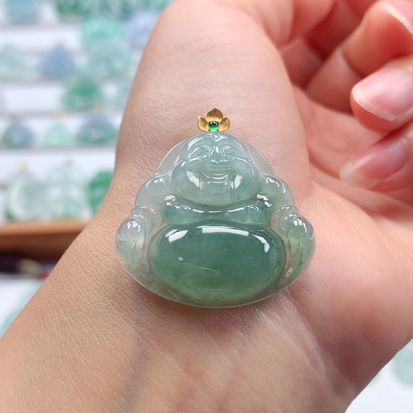 【闪购商品】翡翠吊坠(赠链)18K金镶嵌