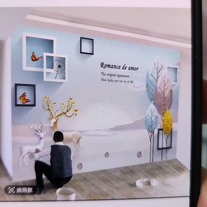 天***路客厅电视墙壁画壁布