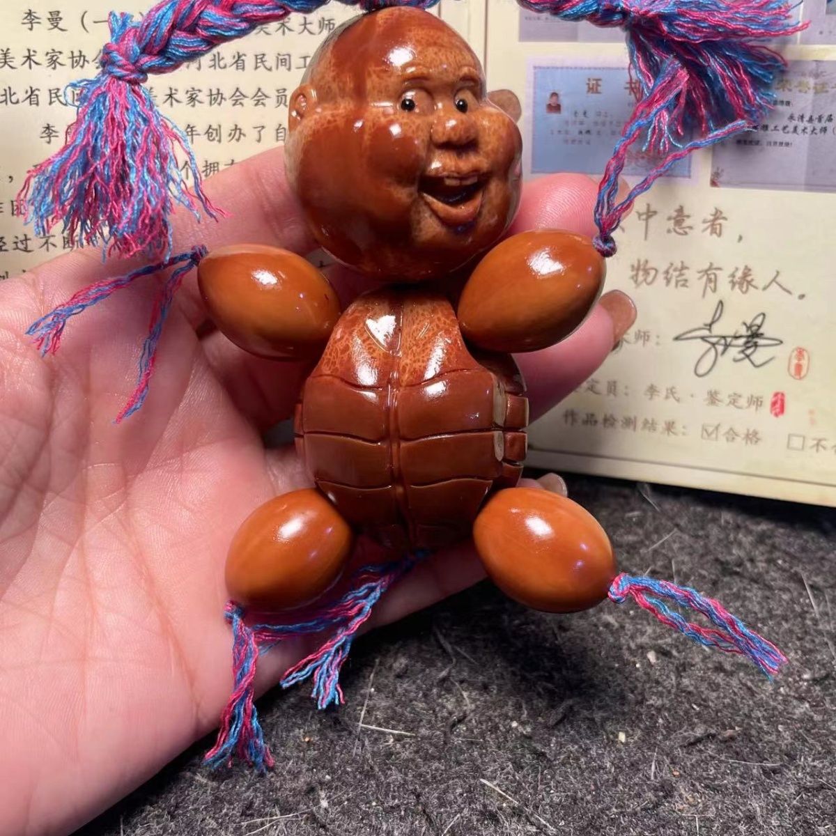 橄榄核雕刻文玩龟仙人手把件大尺寸定制