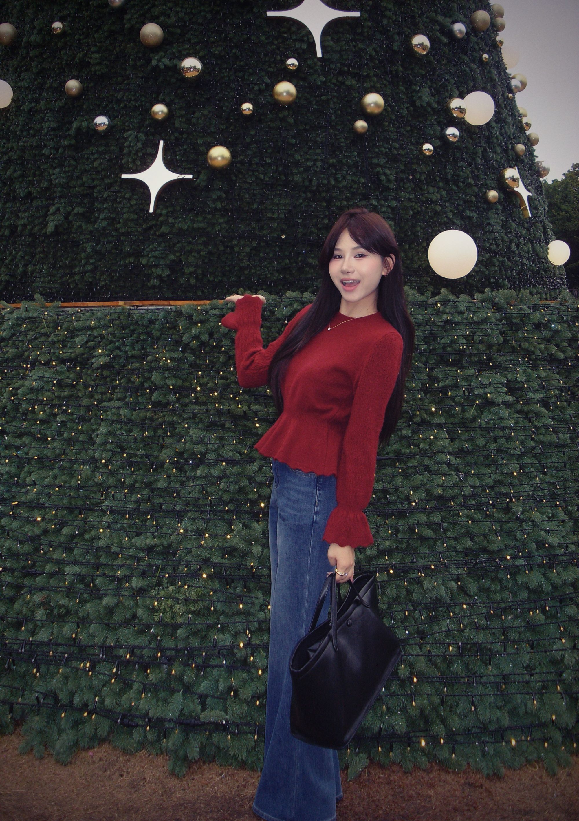 AFRESHM77【首尔定格】荷叶边鱼尾下摆套头毛衣喇叭袖上衣Y0351