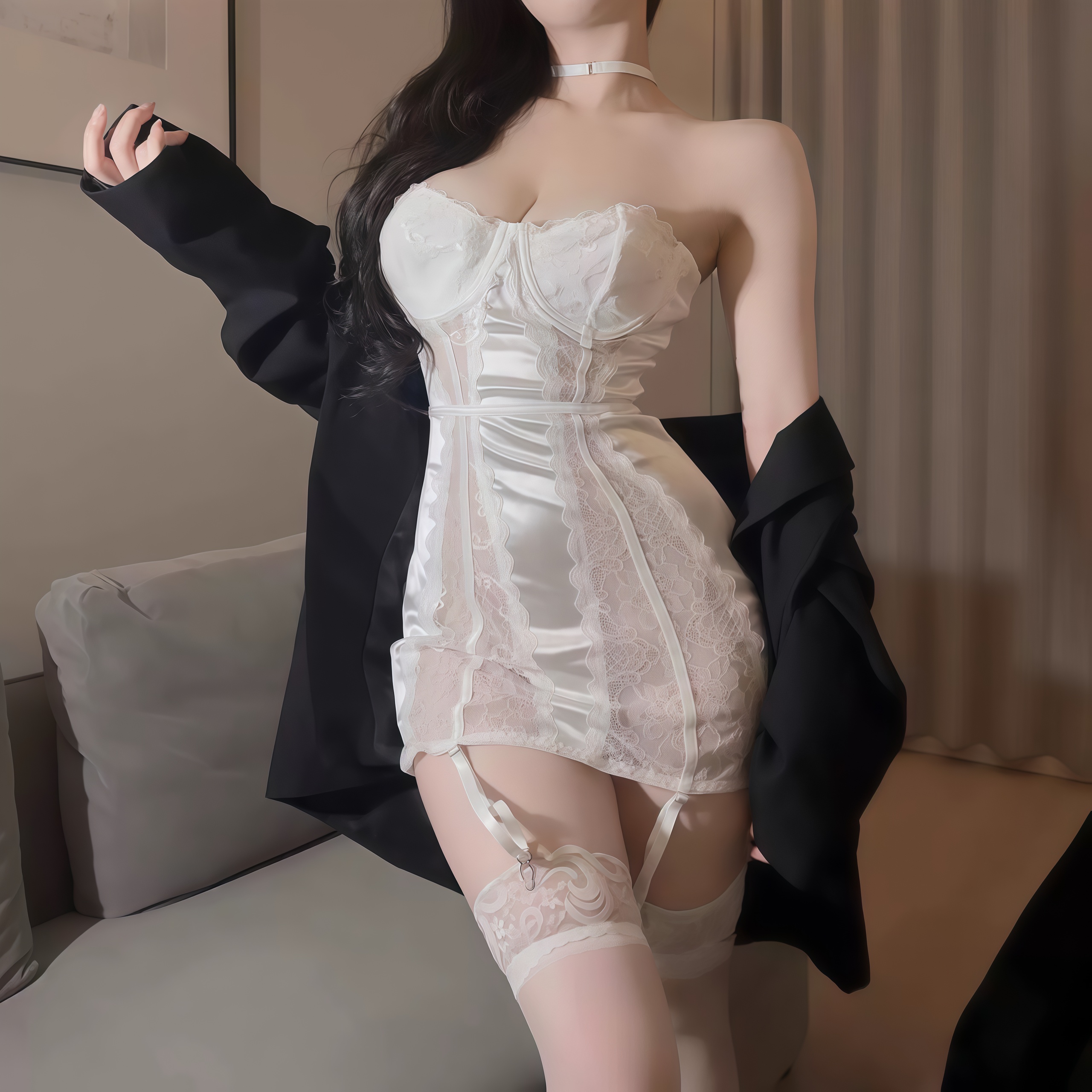 2025性感纯欲蕾丝辣妹显瘦收腰修身包臀夏季睡衣网纱连衣裙公主风
